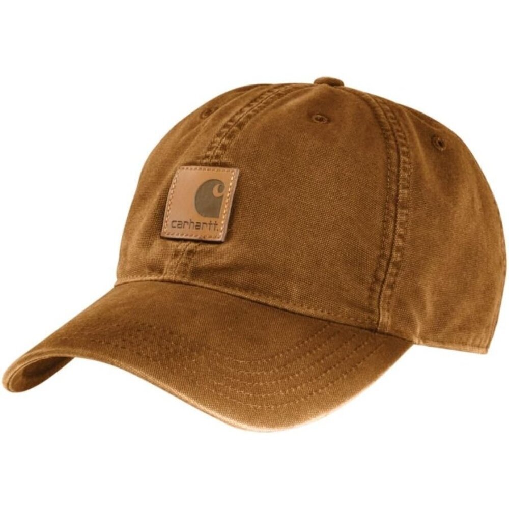 Carhartt Men's Brown Canvas Adjustable Straight Cotton Hook-and-loop Cap